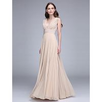 LAN TING BRIDE Floor-length V-neck Bridesmaid Dress - Elegant Sleeveless Chiffon