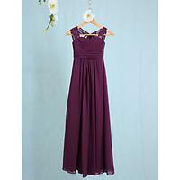 LAN TING BRIDE Ankle-length Chiffon Junior Bridesmaid Dress Sheath / Column Straps Natural with Ruching