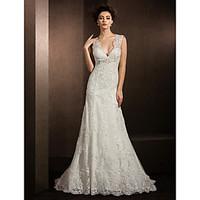 lan ting bride sheath column wedding dress lacy look court train v nec ...