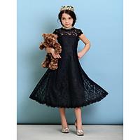 Lanting Bride Tea-length Lace Junior Bridesmaid Dress A-line / Princess Jewel with