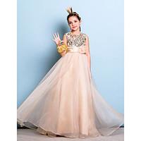 lan ting bride floor length organza sequined junior bridesmaid dress a ...