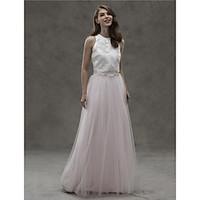 lan ting bride floor length jewel bridesmaid dress two pieces sleevele ...