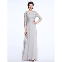 LAN TING BRIDE Sheath / Column Mother of the Bride Dress - Elegant Ankle-length 3/4 Length Sleeve Chiffon Lace with Lace