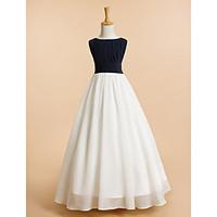 LAN TING BRIDE A-line Floor-length Flower Girl Dress - Chiffon Scoop with Draping