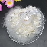 Lace Rose With Ostrich Decorative Border Ring Pillow Box