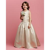 lan ting bride a line floor length flower girl dress satin jewel with  ...