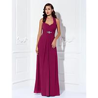 LAN TING BRIDE Floor-length Halter Bridesmaid Dress - Open Back Sleeveless Chiffon