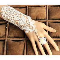 lace elbow length weddingparty glove with pearl adjustable rose ring1  ...