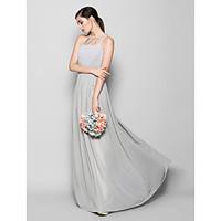 LAN TING BRIDE Floor-length Chiffon Bridesmaid Dress - Sheath / Column Scoop Plus Size / Petite with Draping