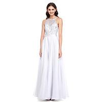 LAN TING BRIDE Floor-length Jewel Bridesmaid Dress - Elegant Sleeveless Lace Organza