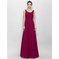 LAN TING BRIDE Floor-length Chiffon Bridesmaid Dress - A-line Scoop with Ruching