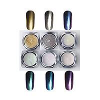 Laser Color Change Long Fine Powder Mirror Effect With Paint Brush 6 Color One Set