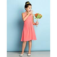 Lanting Bride Knee-length Chiffon Junior Bridesmaid Dress - Mini Me A-line Halter with Criss Cross