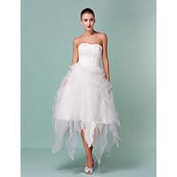 LAN TING BRIDE A-line Princess Wedding Dress - Chic Modern Little White Dress Asymmetrical Sweetheart Organza with Draped