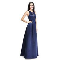 LAN TING BRIDE Floor-length Jewel Bridesmaid Dress - See Through Sleeveless Satin