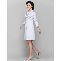 LAN TING BRIDE A-line Mother of the Bride Dress - Convertible Dress Knee-length 3/4 Length Sleeve Charmeuse with Pleats