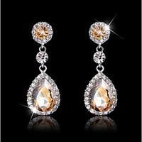 Lady\'s Multi-Stone Zircon Huggie Drop Earrings for Wedding Party Jewelry