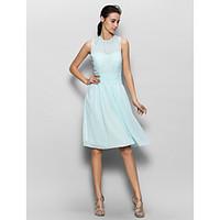 LAN TING BRIDE Knee-length Chiffon Bridesmaid Dress - Sheath / Column with Draping / Ruching