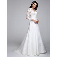 lan ting bride a line wedding dress beautiful back court train v neck  ...