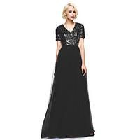 lan ting bride floor length v neck bridesmaid dress sparkle shine shor ...