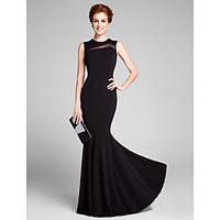 LAN TING BRIDE Trumpet / Mermaid Mother of the Bride Dress - Sexy Floor-length Sleeveless Jersey with Pleats