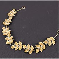 Lady\'s Baroque Style Gold Leaf Olive Headband Forehead Hair Jewelry for Wedding Party (Length:28cm)