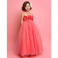 LAN TING BRIDE First Communion Wedding Party Dress A-line Princess Halter Floor-length Tulle with Flower(s)