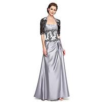 LAN TING BRIDE A-line Mother of the Bride Dress - Two Pieces Floor-length Sleeveless Satin with Appliques Beading Pleats