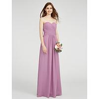 LAN TING BRIDE Floor-length Chiffon Bridesmaid Dress - Sheath / Column Strapless with Criss Cross