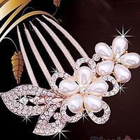 Lady\'s Imitation Pearl Hair Comb for Wedding Party Casual Hair Jewerly