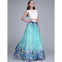 LAN TING BRIDE Floor-length Jewel Bridesmaid Dress - Pattern Dress Sleeveless Chiffon Lace