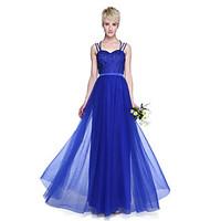 LAN TING BRIDE Floor-length Spaghetti Straps Bridesmaid Dress - Elegant Sleeveless Tulle