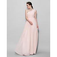 LAN TING BRIDE Floor-length Chiffon Bridesmaid Dress - A-line One Shoulder with Side Draping