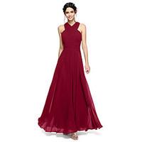 LAN TING BRIDE Floor-length Halter Bridesmaid Dress - Open Back Sleeveless Chiffon