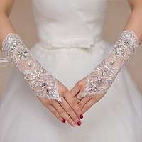 lace elbow length weddingparty glove sequins rhinestones