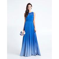 LAN TING BRIDE Floor-length Chiffon Color Gradient Bridesmaid Dress - Sheath / Column Scoop Plus Size / Petite with Ruching