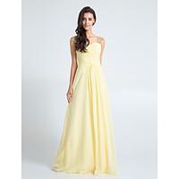 LAN TING BRIDE Floor-length Queen Anne Bridesmaid Dress - Elegant Short Sleeve Chiffon