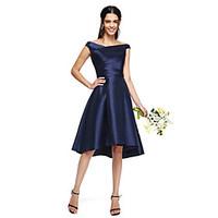 LAN TING BRIDE Asymmetrical Off-the-shoulder Bridesmaid Dress - Elegant Sleeveless Mikado