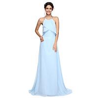 LAN TING BRIDE Sweep / Brush Train Halter Bridesmaid Dress - Beautiful Back Sleeveless Chiffon