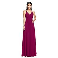 LAN TING BRIDE Floor-length Spaghetti Straps Bridesmaid Dress - Open Back Sleeveless Chiffon