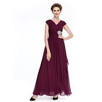 LAN TING BRIDE A-line Mother of the Bride Dress - Elegant Ankle-length Sleeveless Chiffon with Criss Cross Crystal Brooch Ruching