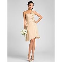 LAN TING BRIDE Knee-length Chiffon Bridesmaid Dress - Sheath / Column One Shoulder Plus Size / Petite