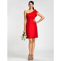 LAN TING BRIDE Knee-length One Shoulder Bridesmaid Dress - Short Sleeveless Taffeta