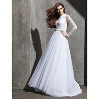 lan ting bride a line wedding dress see through sweep brush train jewe ...