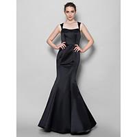 LAN TING BRIDE Floor-length Square Bridesmaid Dress - Sexy Sleeveless Lace Satin