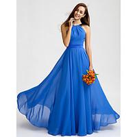 LAN TING BRIDE Bridesmaid Dress Floor-length Chiffon - A-line Jewel with Lace / Sash / Ribbon