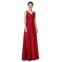 LAN TING BRIDE Floor-length V-neck Bridesmaid Dress - Elegant Sleeveless Satin