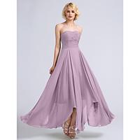 LAN TING BRIDE Ankle-length Strapless Bridesmaid Dress - Open Back Sleeveless Chiffon