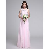 LAN TING BRIDE Floor-length Jewel Bridesmaid Dress - Elegant Sleeveless Chiffon Lace