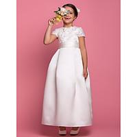 lan ting bride a line ankle length flower girl dress satin jewel with  ...